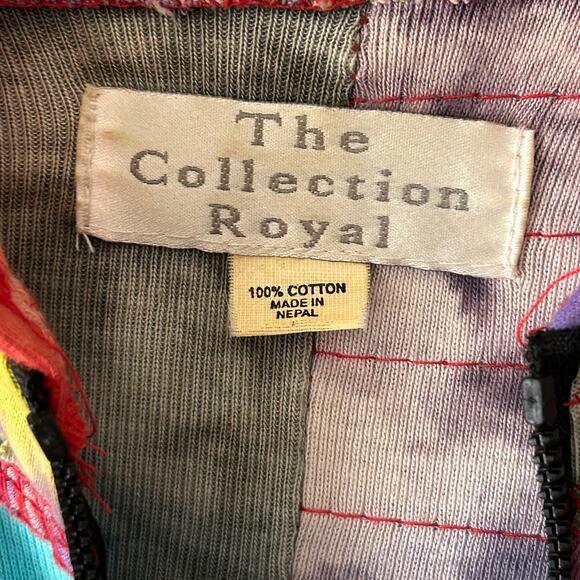 Vintage Y2K The Collection Royal Women’s Medium Patchwork Long Zip Hoodie Jacket - Picture 5 of 9